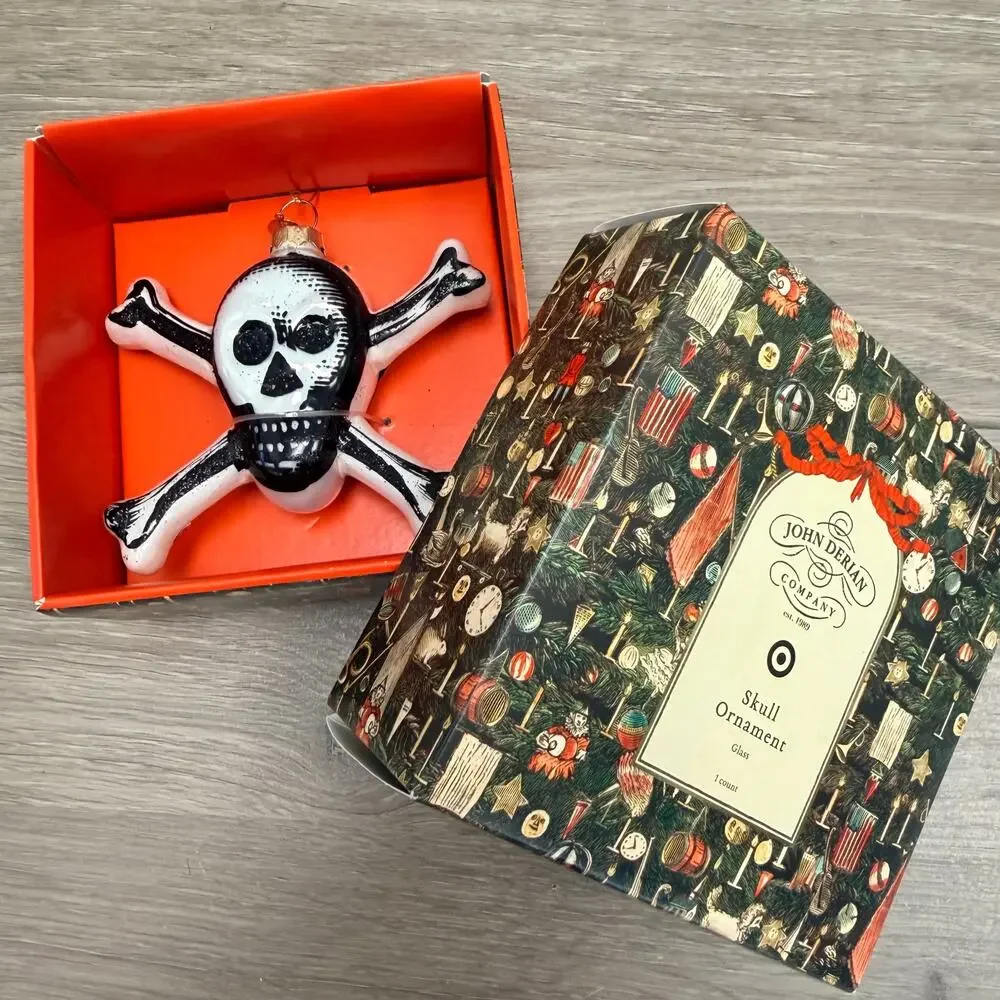 JOHN DERIAN Skull & Crossbones Glass Christmas Halloween Ornament Target 2025